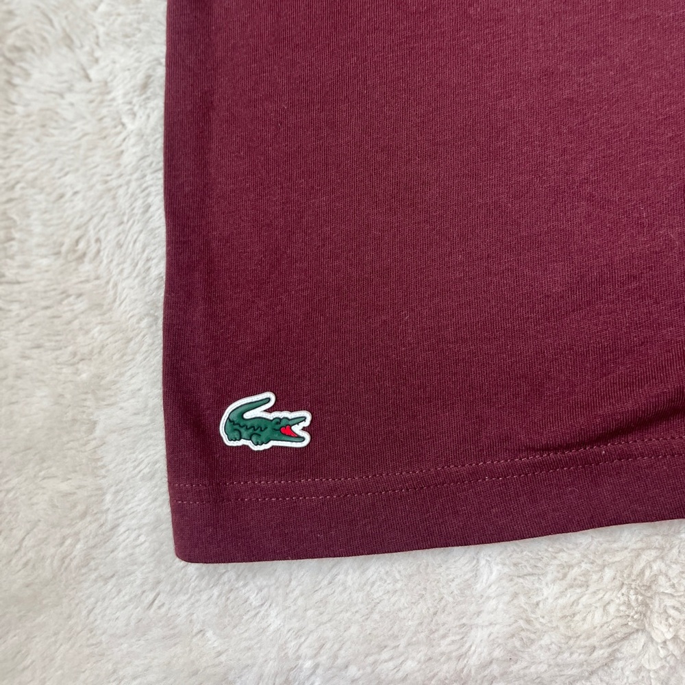 NWT Lacoste Sport Graphic Burgundy Tee with Iconic Green Logo Men Size Medium - Picture 4 of 11